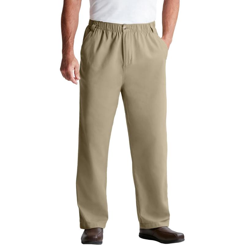 KingSize Mens Big ampamp Tall Knockarounds FullElastic Waist Pants in Twill Or DenimTrue Khaki