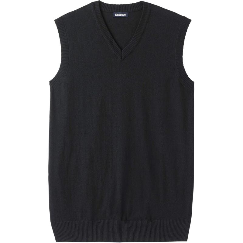 KingSize Mens Big ampamp Tall Lightweight VNeck Sweater VestBlack