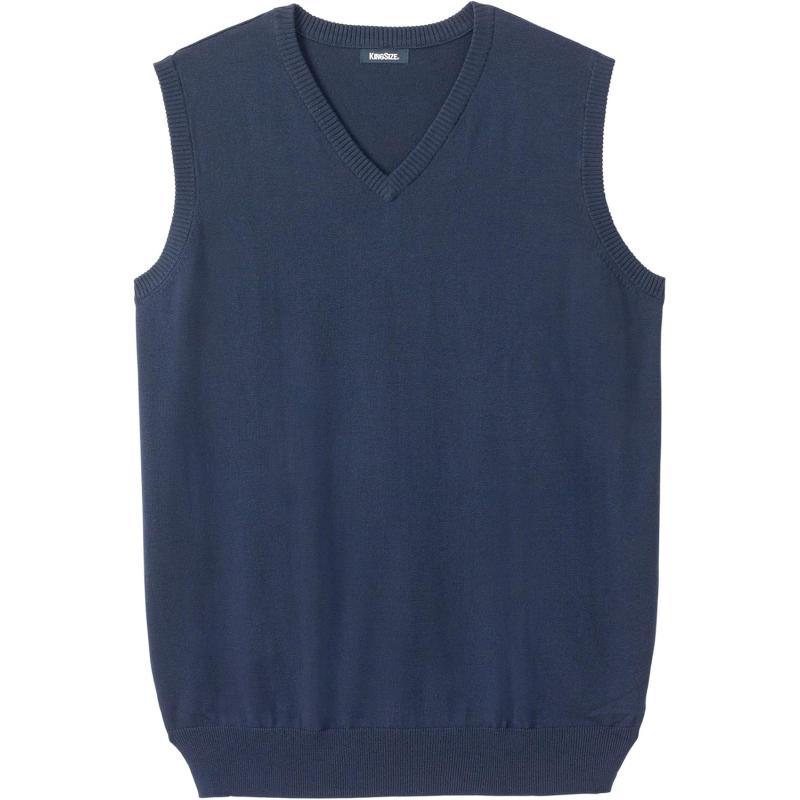 KingSize Mens Big ampamp Tall Lightweight VNeck Sweater VestNavy
