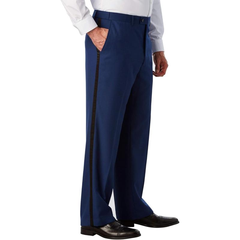 KingSize Mens Big ampamp Tall Plain Front Tuxedo PantsBlue