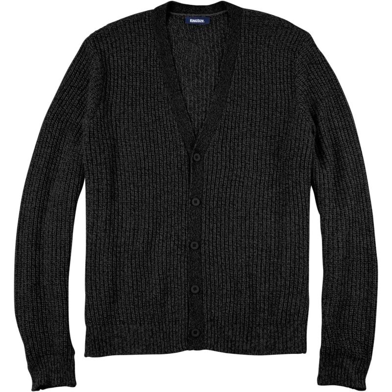 KingSize Mens Big ampamp Tall Shaker Knit VNeck Cardigan SweaterBlack