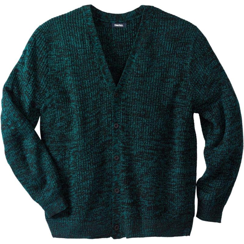KingSize Mens Big ampamp Tall Shaker Knit VNeck Cardigan SweaterMidnight Teal Marl