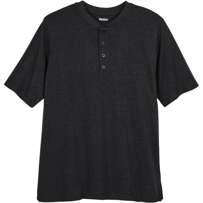 KingSize Mens Big ampamp Tall ShrinkLess Lightweight Henley TShirtBlack