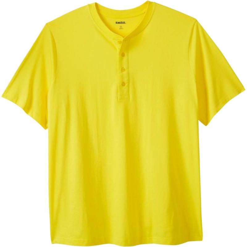 KingSize Mens Big ampamp Tall ShrinkLess Lightweight Henley TShirtCyber Yellow