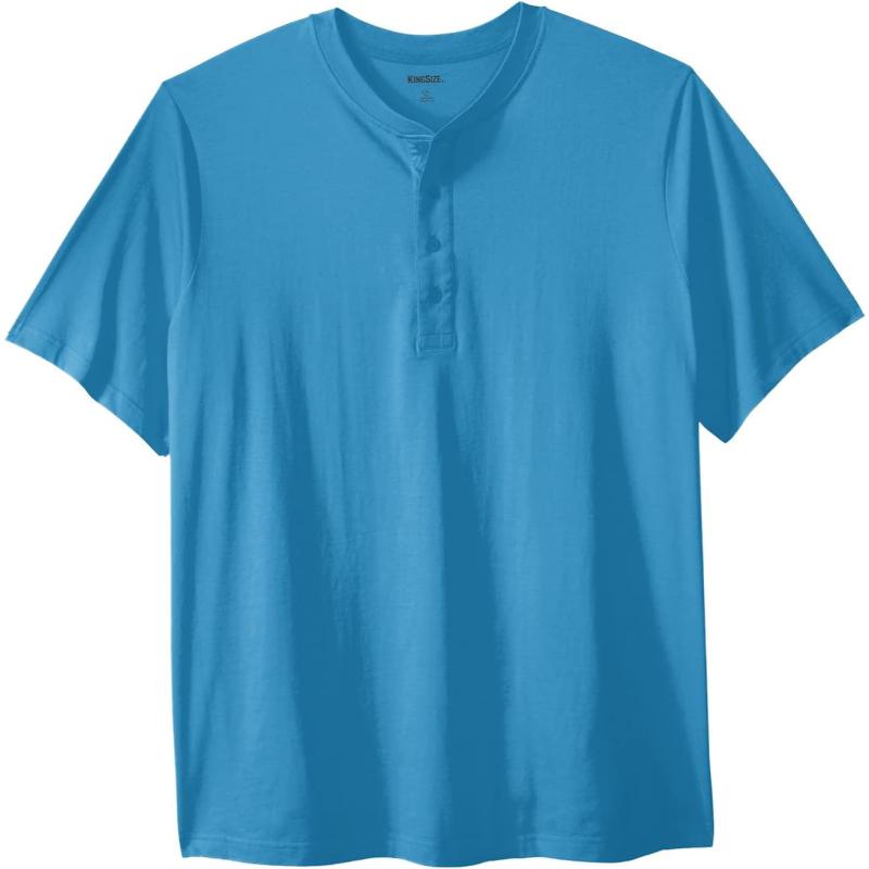KingSize Mens Big ampamp Tall ShrinkLess Lightweight Henley TShirtElectric Turquoise