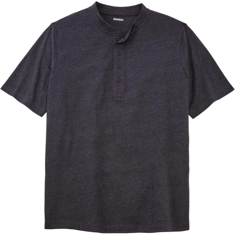 KingSize Mens Big ampamp Tall ShrinkLess Lightweight Henley TShirtHeather Charcoal