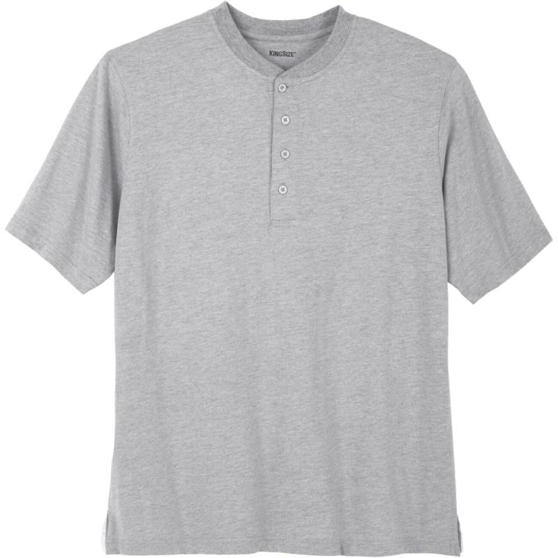 KingSize Mens Big ampamp Tall ShrinkLess Lightweight Henley TShirtHeather Grey