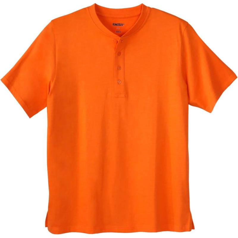 KingSize Mens Big ampamp Tall ShrinkLess Lightweight Henley TShirtHeather Orange