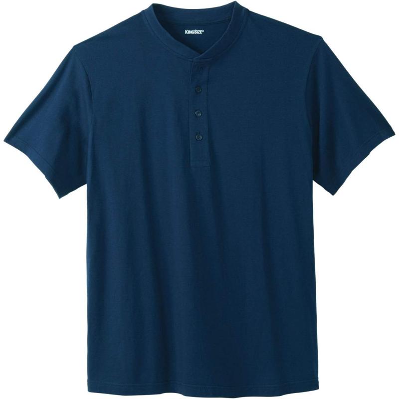KingSize Mens Big ampamp Tall ShrinkLess Lightweight Henley TShirtNavy