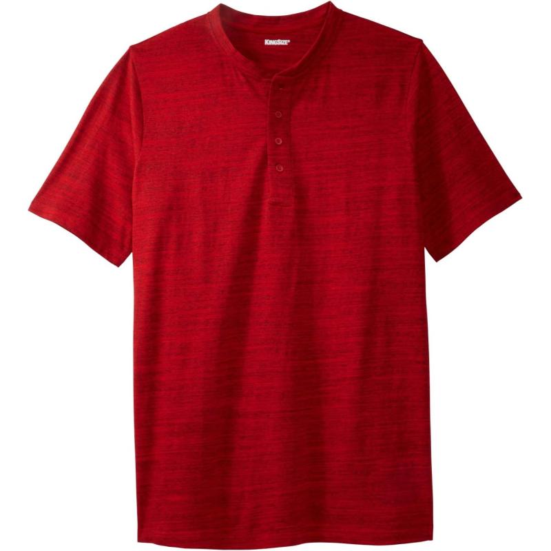 KingSize Mens Big ampamp Tall ShrinkLess Lightweight Henley TShirtRed Marl
