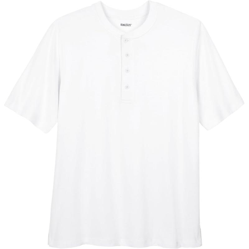 KingSize Mens Big ampamp Tall ShrinkLess Lightweight Henley TShirtWhite
