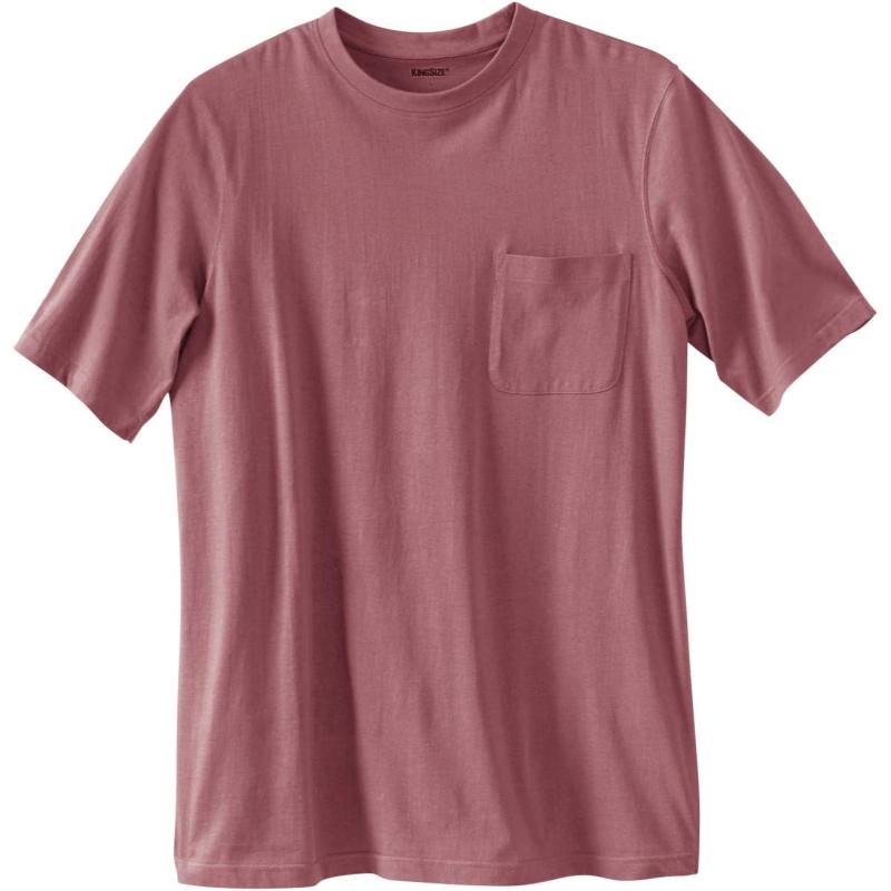 KingSize Mens Big ampamp Tall ShrinkLess Lightweight Pocket Crewneck TShirtAsh Pink