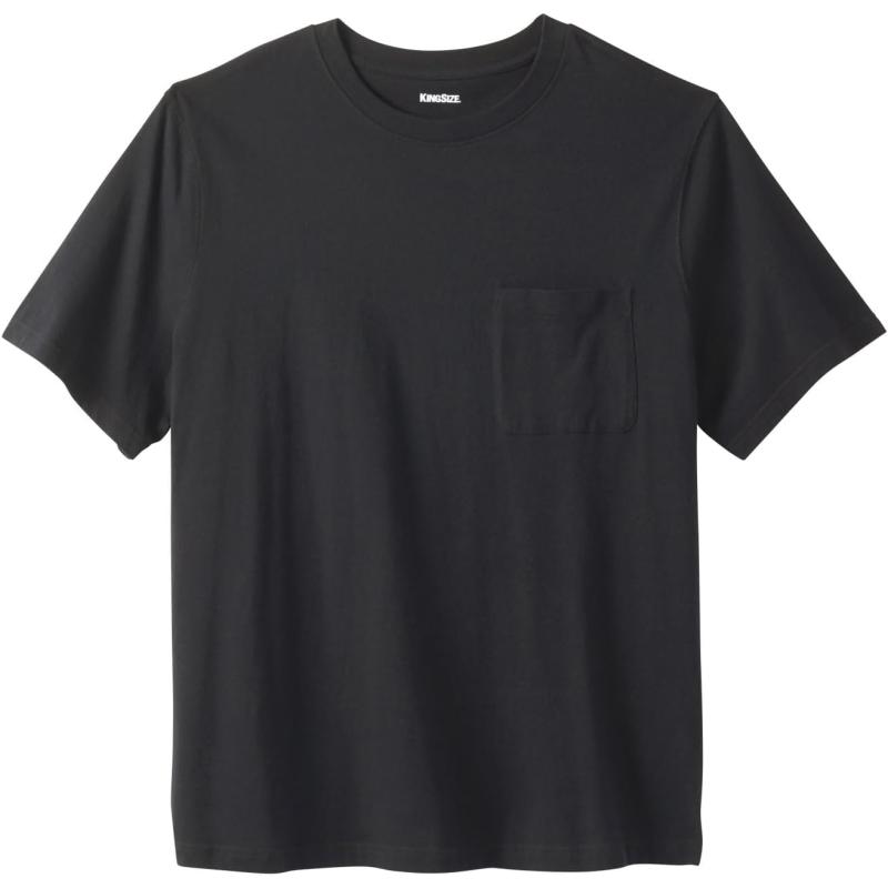 KingSize Mens Big ampamp Tall ShrinkLess Lightweight Pocket Crewneck TShirtBlack
