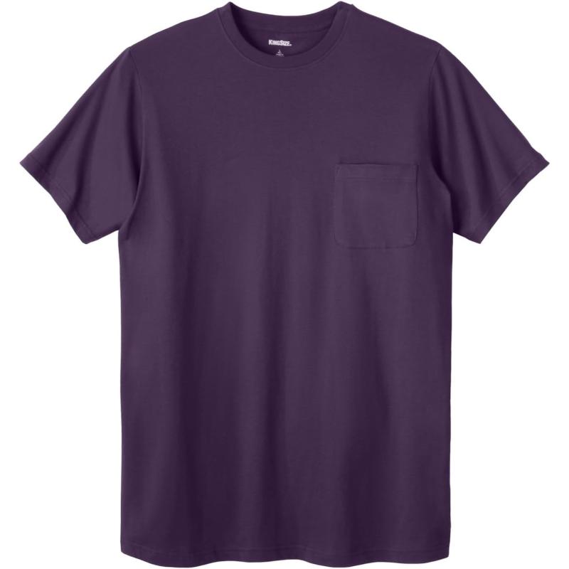 KingSize Mens Big ampamp Tall ShrinkLess Lightweight Pocket Crewneck TShirtBlackberry