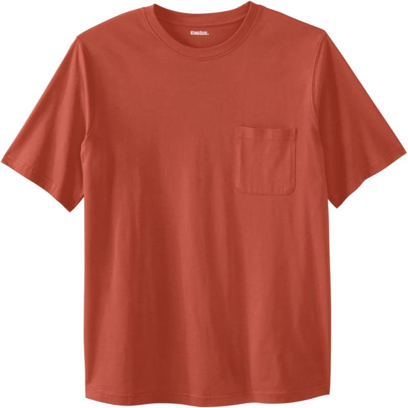KingSize Mens Big ampamp Tall ShrinkLess Lightweight Pocket Crewneck TShirtBrick