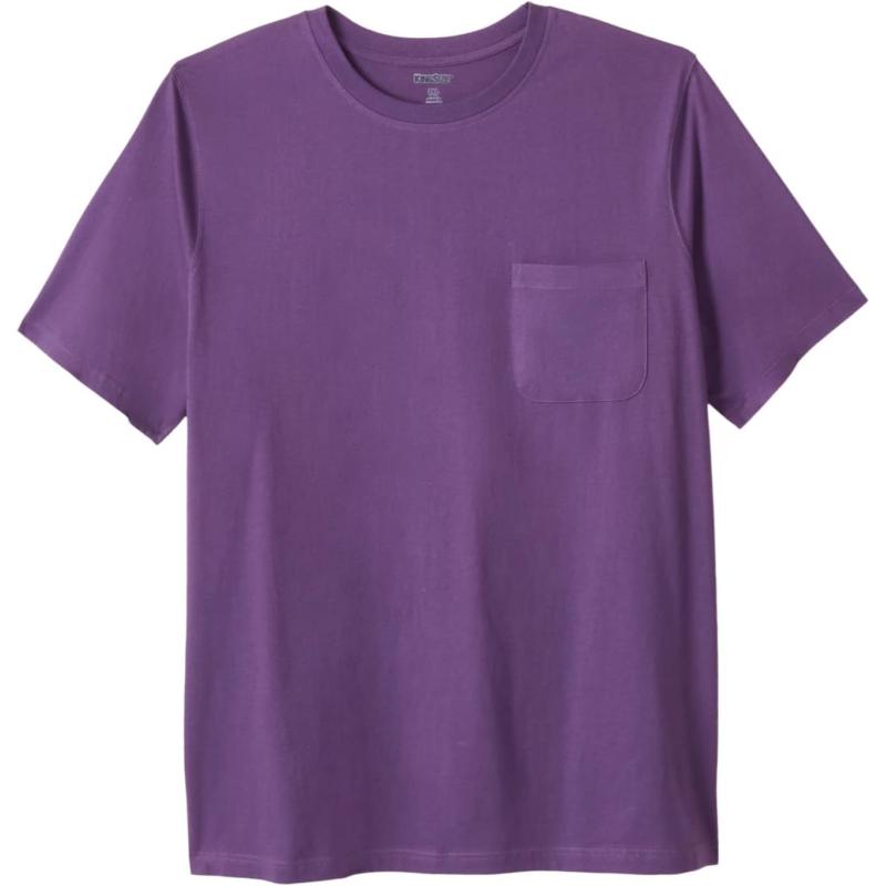 KingSize Mens Big ampamp Tall ShrinkLess Lightweight Pocket Crewneck TShirtClassic Vintage Purple