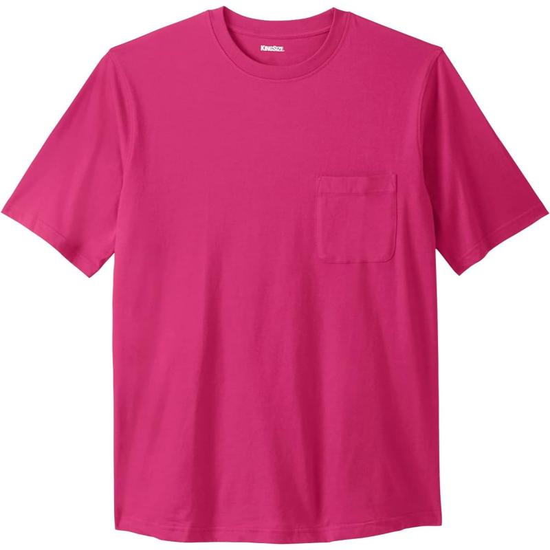 KingSize Mens Big ampamp Tall ShrinkLess Lightweight Pocket Crewneck TShirtElectric Pink