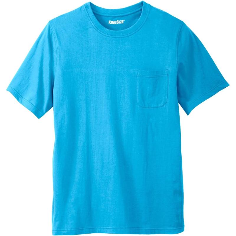KingSize Mens Big ampamp Tall ShrinkLess Lightweight Pocket Crewneck TShirtElectric Turquoise