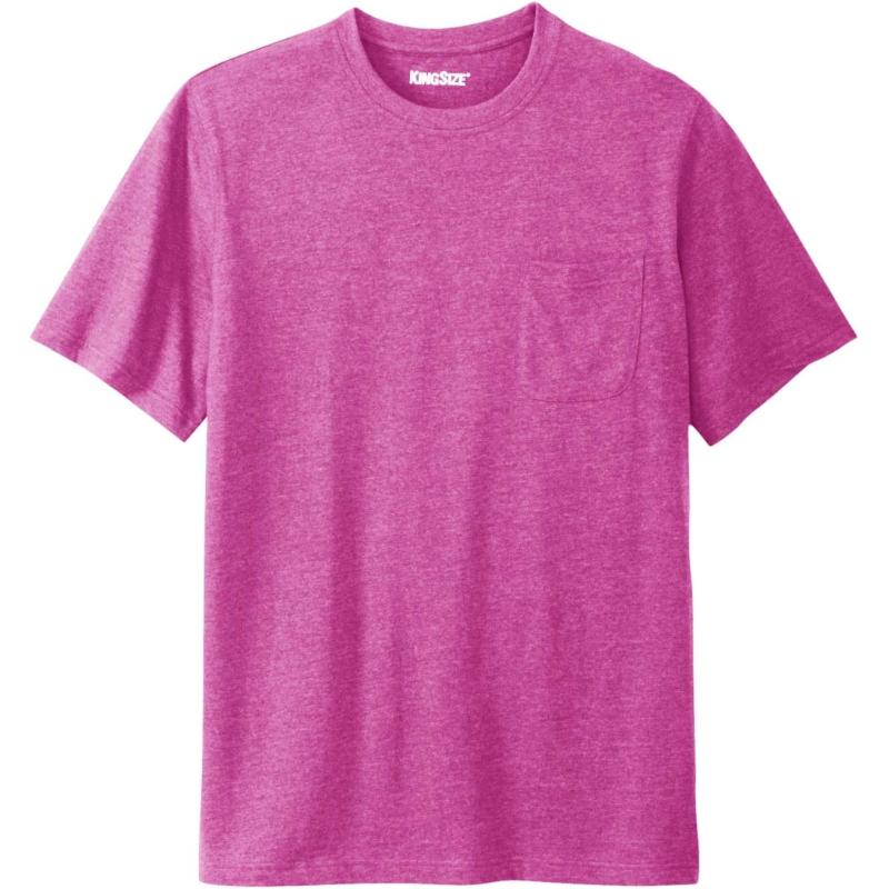 KingSize Mens Big ampamp Tall ShrinkLess Lightweight Pocket Crewneck TShirtHeather Magenta