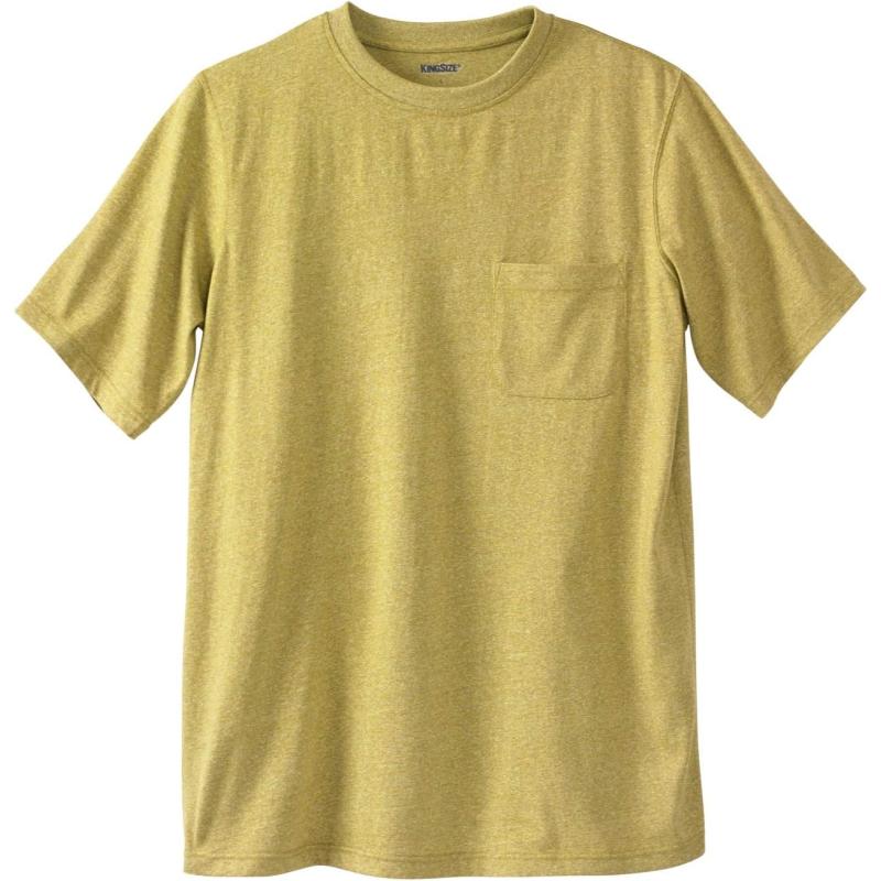 KingSize Mens Big ampamp Tall ShrinkLess Lightweight Pocket Crewneck TShirtHeather Mustard