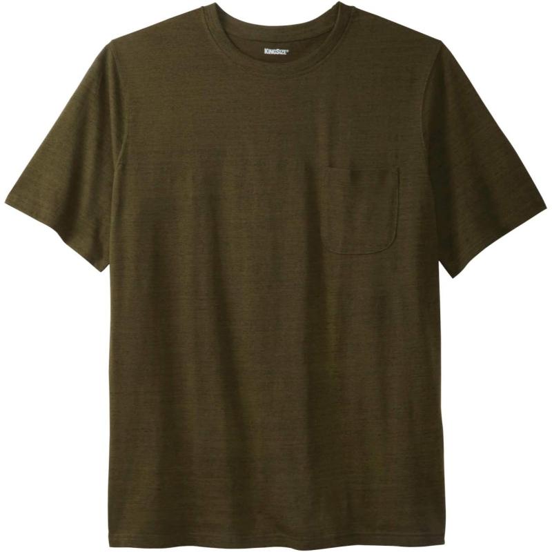 KingSize Mens Big ampamp Tall ShrinkLess Lightweight Pocket Crewneck TShirtHunter Marl