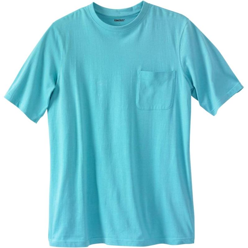 KingSize Mens Big ampamp Tall ShrinkLess Lightweight Pocket Crewneck TShirtMaui Blue