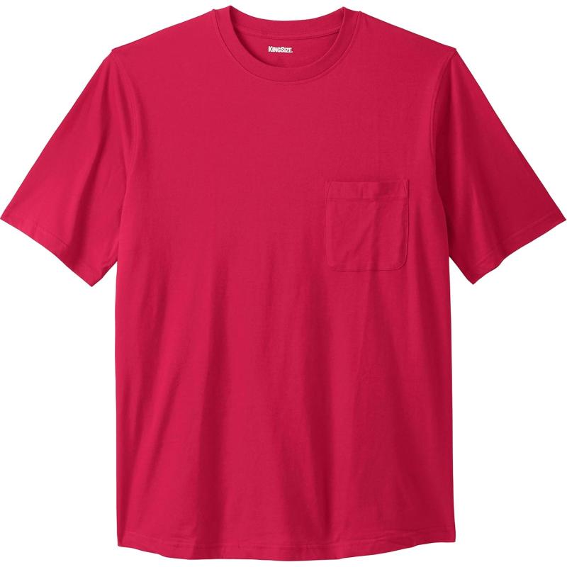 KingSize Mens Big ampamp Tall ShrinkLess Lightweight Pocket Crewneck TShirtRed