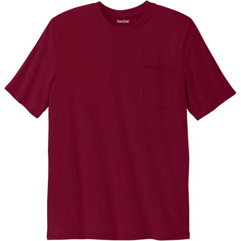 KingSize Mens Big ampamp Tall ShrinkLess Lightweight Pocket Crewneck TShirtRich Burgundy