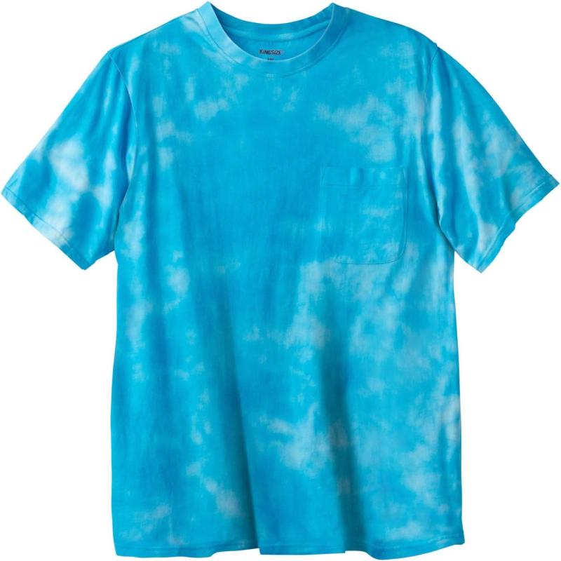 KingSize Mens Big ampamp Tall ShrinkLess Lightweight Pocket Crewneck TShirtRoyal Blue Marble
