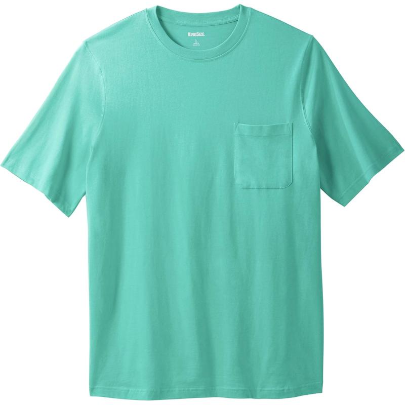 KingSize Mens Big ampamp Tall ShrinkLess Lightweight Pocket Crewneck TShirtTidal Green