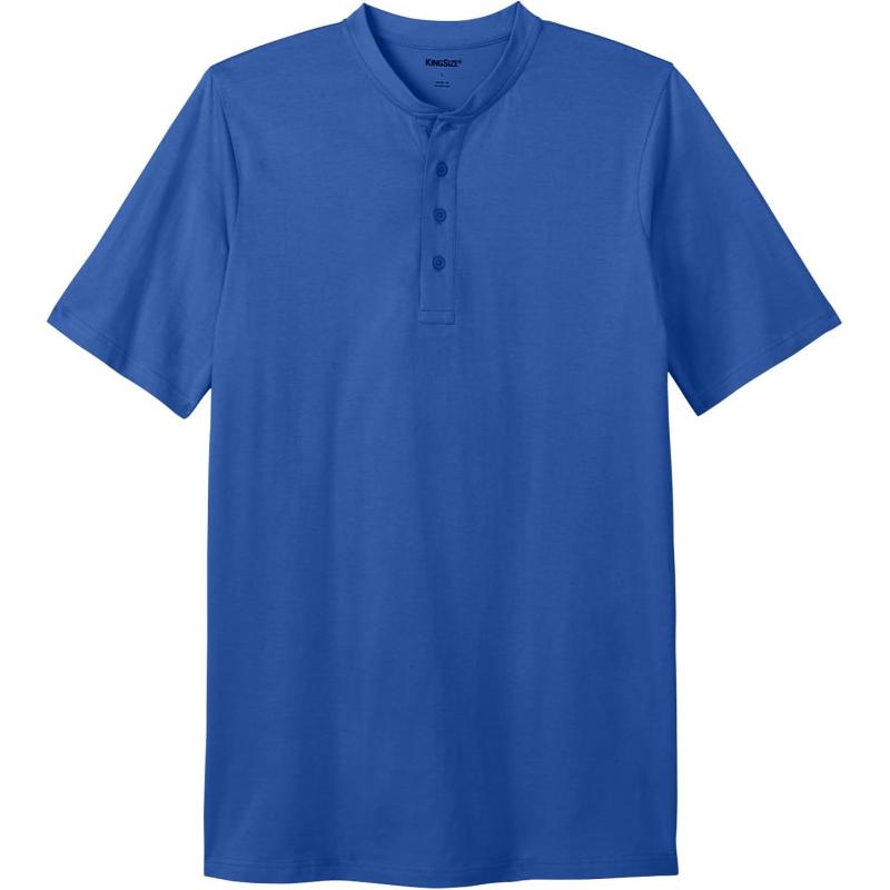 KingSize Mens Big ampamp Tall ShrinkLess Longer Length Lightweight Henley TShirtHeather Navy