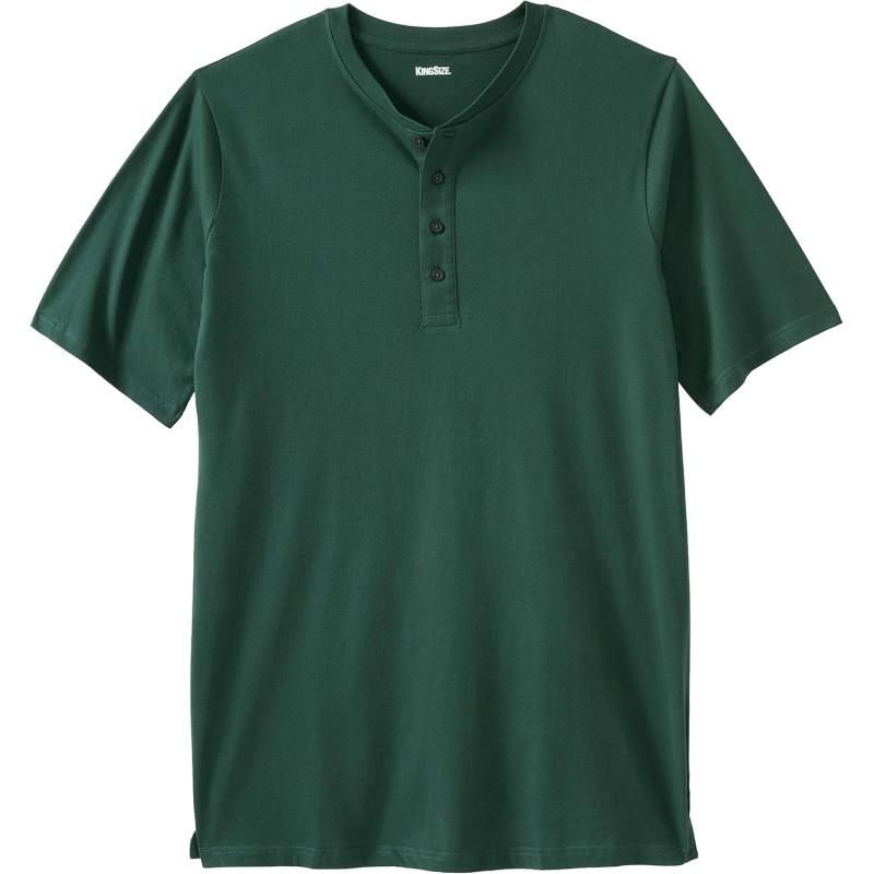 KingSize Mens Big ampamp Tall ShrinkLess Longer Length Lightweight Henley TShirtHunter