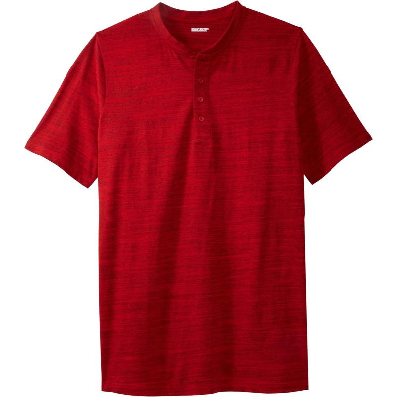 KingSize Mens Big ampamp Tall ShrinkLess Longer Length Lightweight Henley TShirtRed Marl