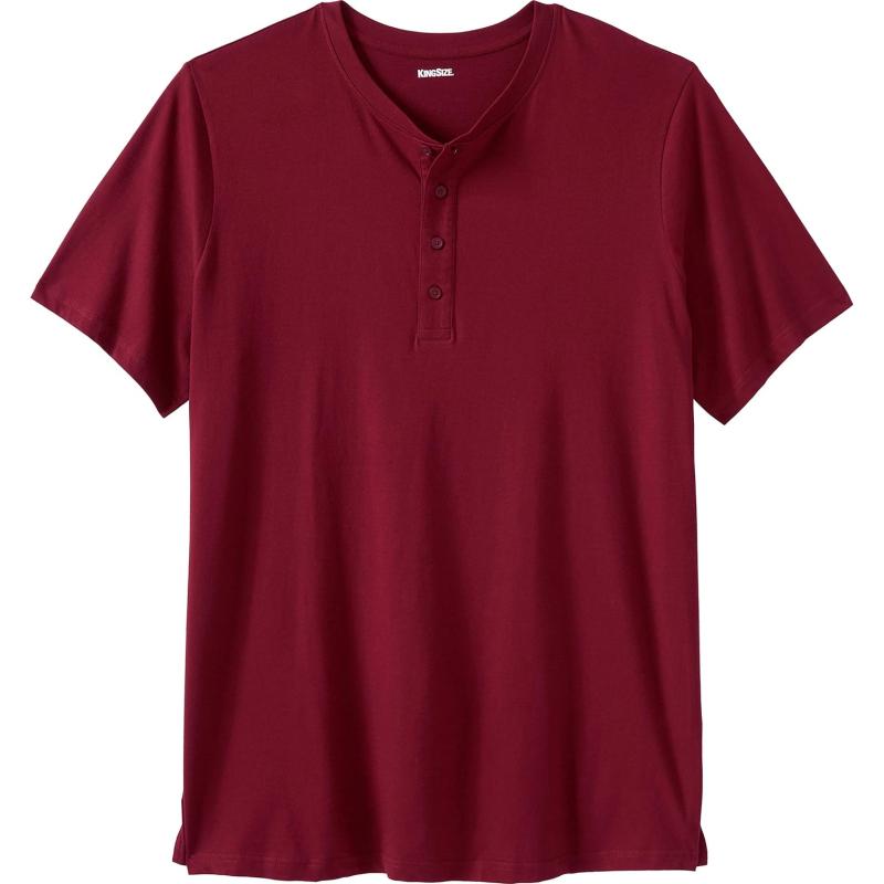 KingSize Mens Big ampamp Tall ShrinkLess Longer Length Lightweight Henley TShirtRich Burgundy