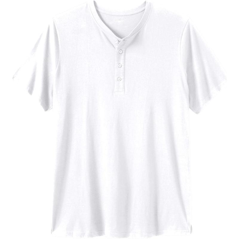 KingSize Mens Big ampamp Tall ShrinkLess Longer Length Lightweight Henley TShirtWhite