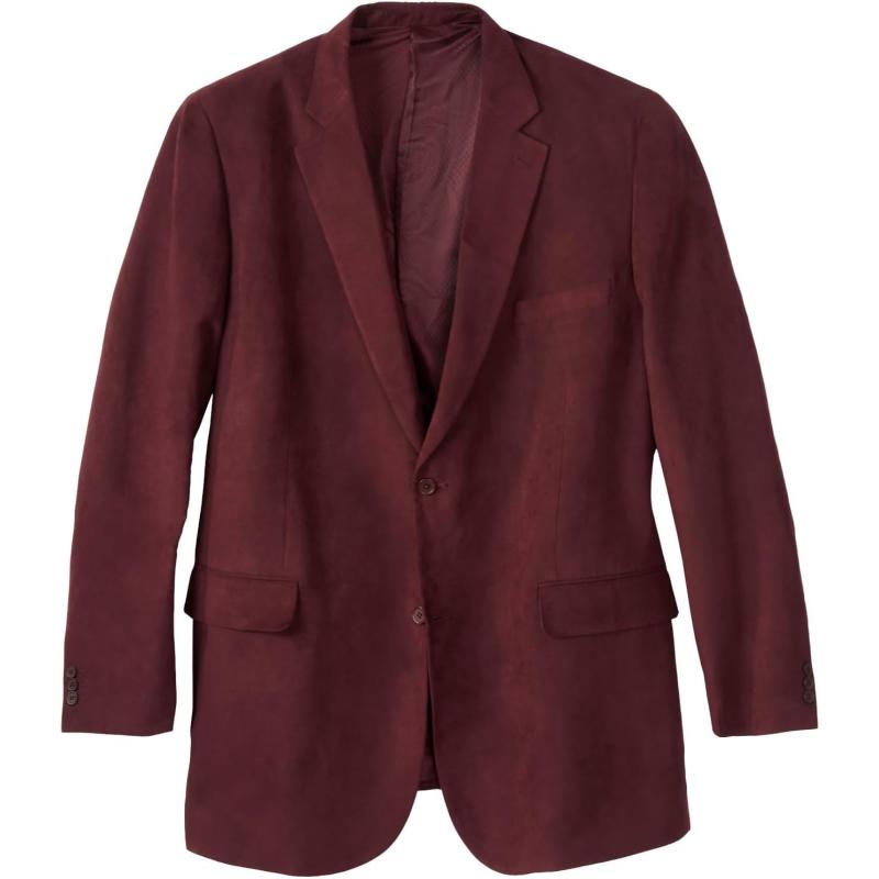 KingSize Mens Big ampamp Tall Suede BlazerBurgundy