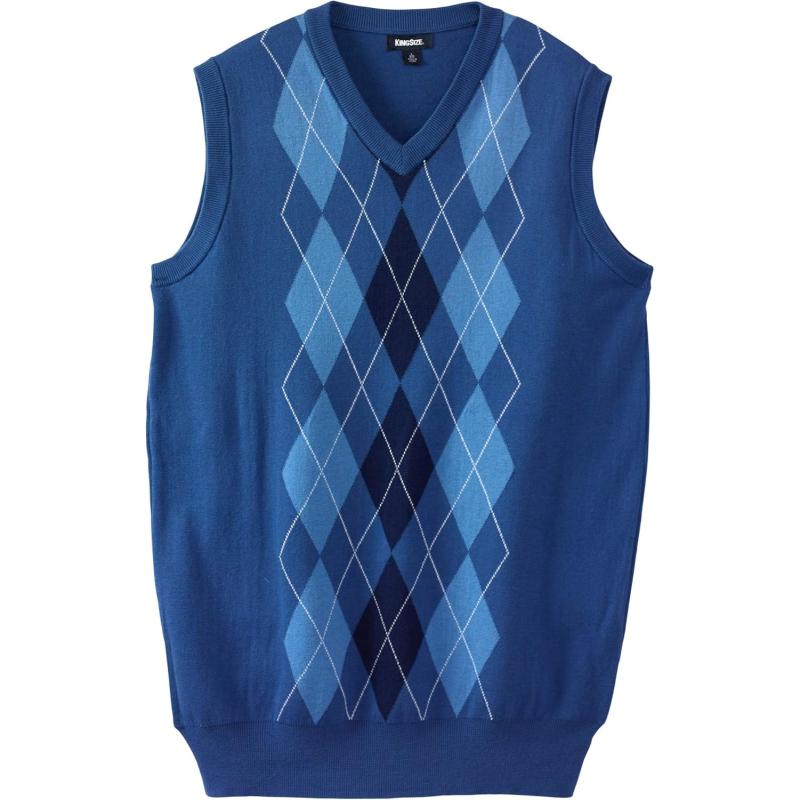 KingSize Mens Big ampamp Tall Tall VNeck Argyle Sweater VestBlue Argyle
