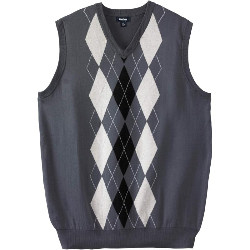 KingSize Mens Big ampamp Tall Tall VNeck Argyle Sweater VestSteel Argyle