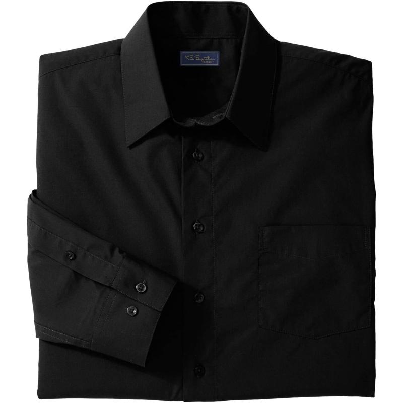 KingSize Mens Big ampamp Tall Tall WrinkleFree LongSleeve Dress ShirtBlack