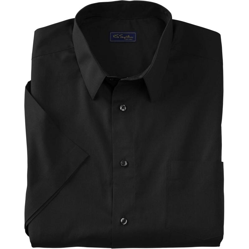 KingSize Mens Big ampamp Tall Tall WrinkleFree ShortSleeve Dress ShirtBlack