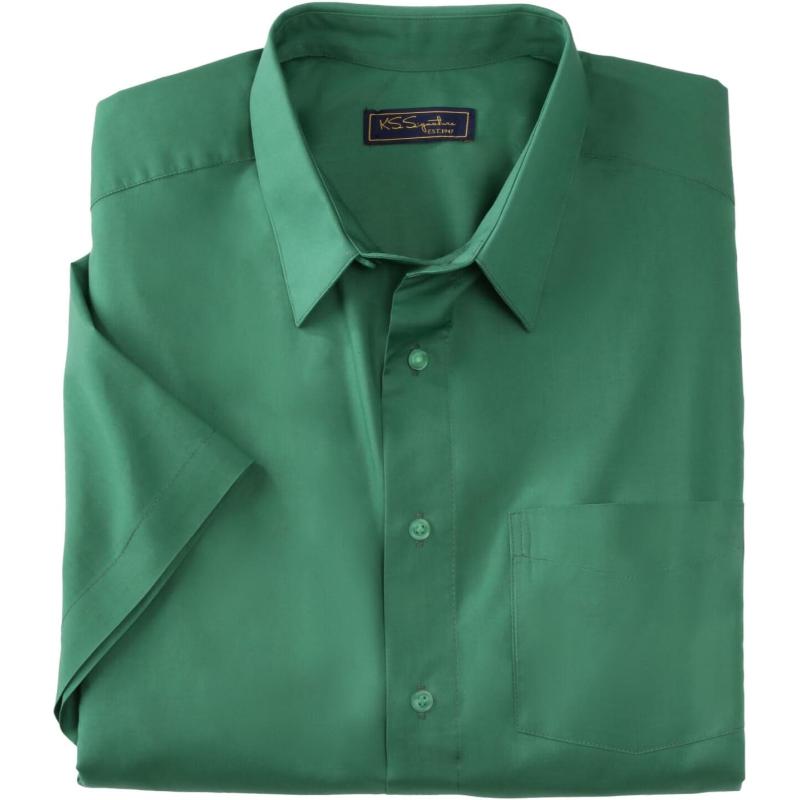 KingSize Mens Big ampamp Tall Tall WrinkleFree ShortSleeve Dress ShirtFoliage Green