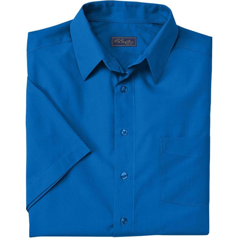 KingSize Mens Big ampamp Tall Tall WrinkleFree ShortSleeve Dress ShirtRoyal Blue