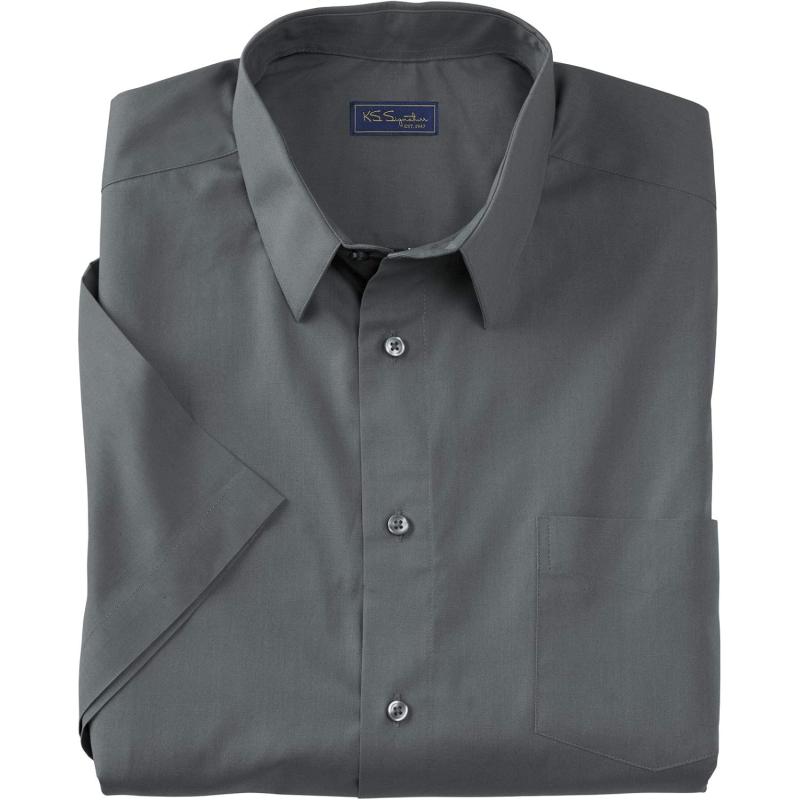 KingSize Mens Big ampamp Tall Tall WrinkleFree ShortSleeve Dress ShirtSteel