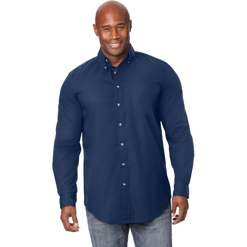 KingSize Mens Bigampamp Tall Long Sleeve Wrinkle Free Sport ShirtNavy