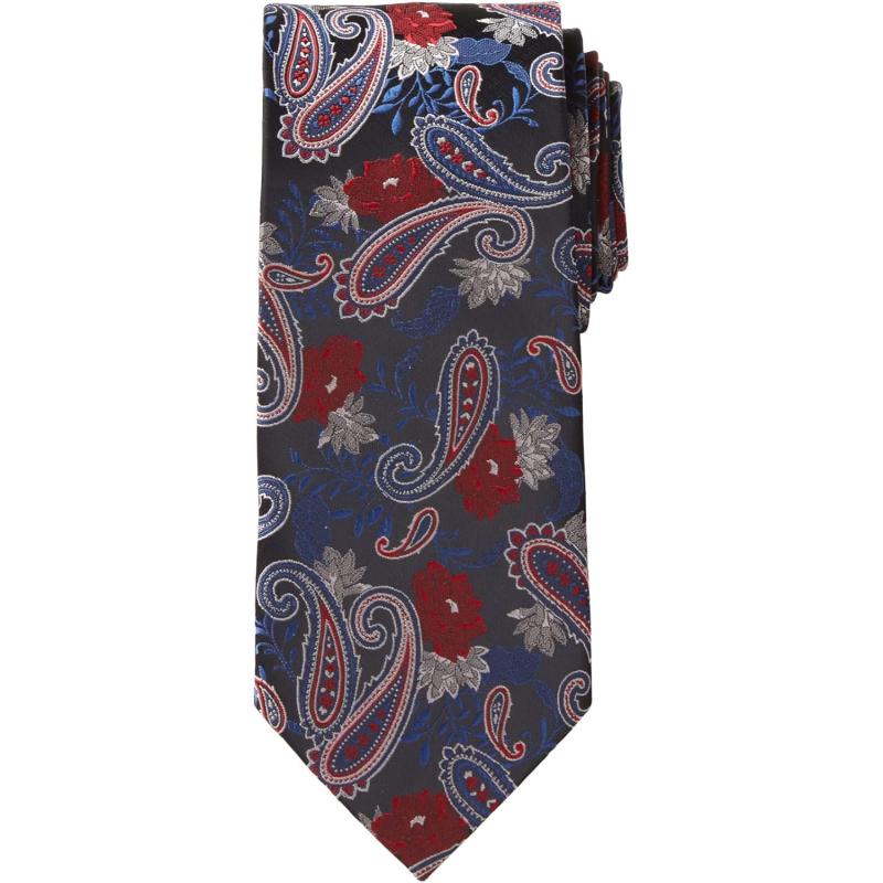 KingSize Mens Extra Long Classic Paisley TieRich Burgundy Multi Floral