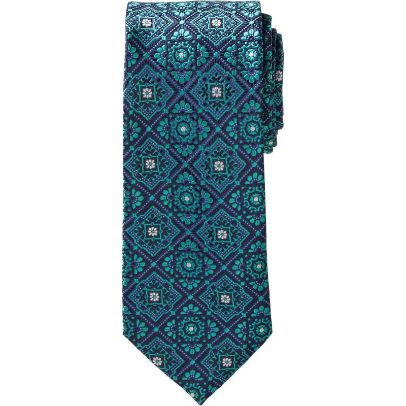 KingSize Mens KS Signature Collection Extra Long Classic Fancy TieTidal Green Medallion