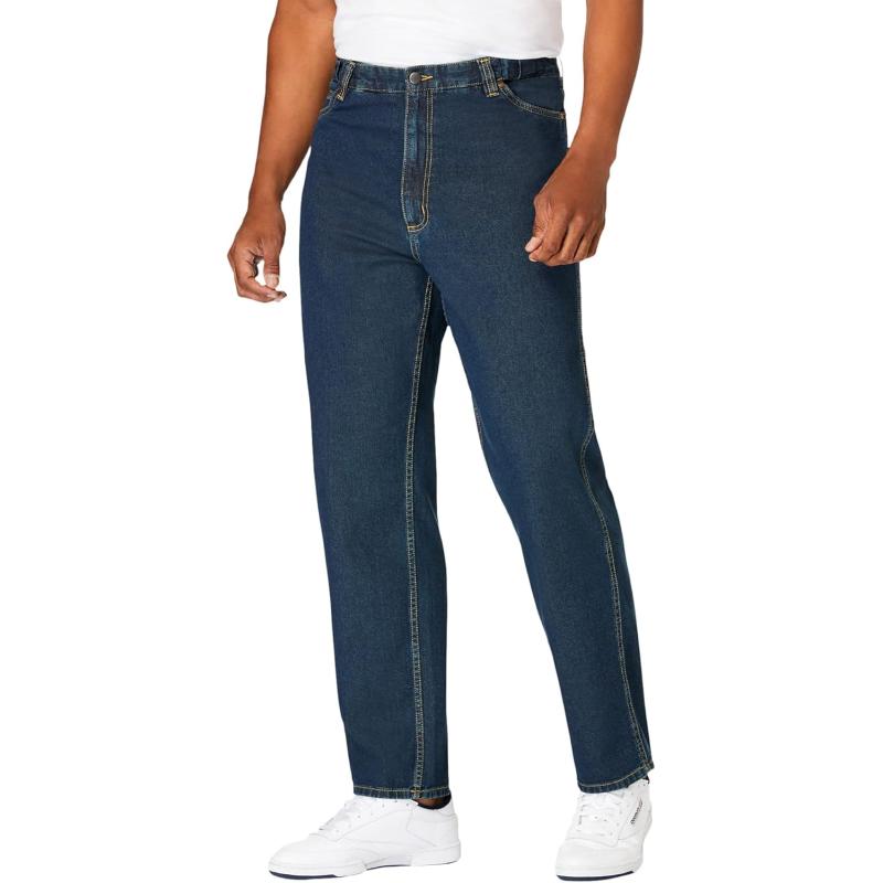Kingsize Mens Big ampamp Tall Expandable Waist Relaxed Fit JeansVintage Wash