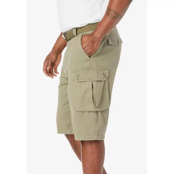 KingSize Mens Big ampamp Tall 12quot Side Elastic Cargo Short with Twill BeltBlack