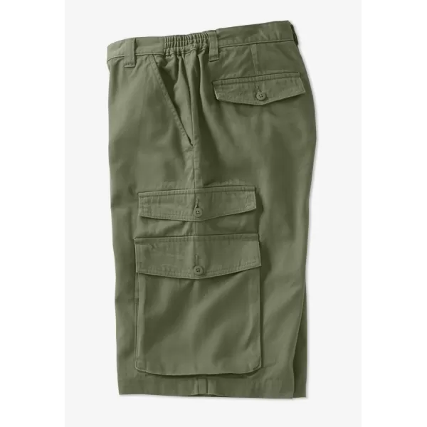 KingSize Mens Big ampamp Tall 12quot Side Elastic Cargo ShortsSafari Green