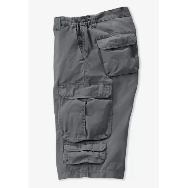 KingSize Mens Big ampamp Tall 14quot Side Elastic Cargo ShortsSteel